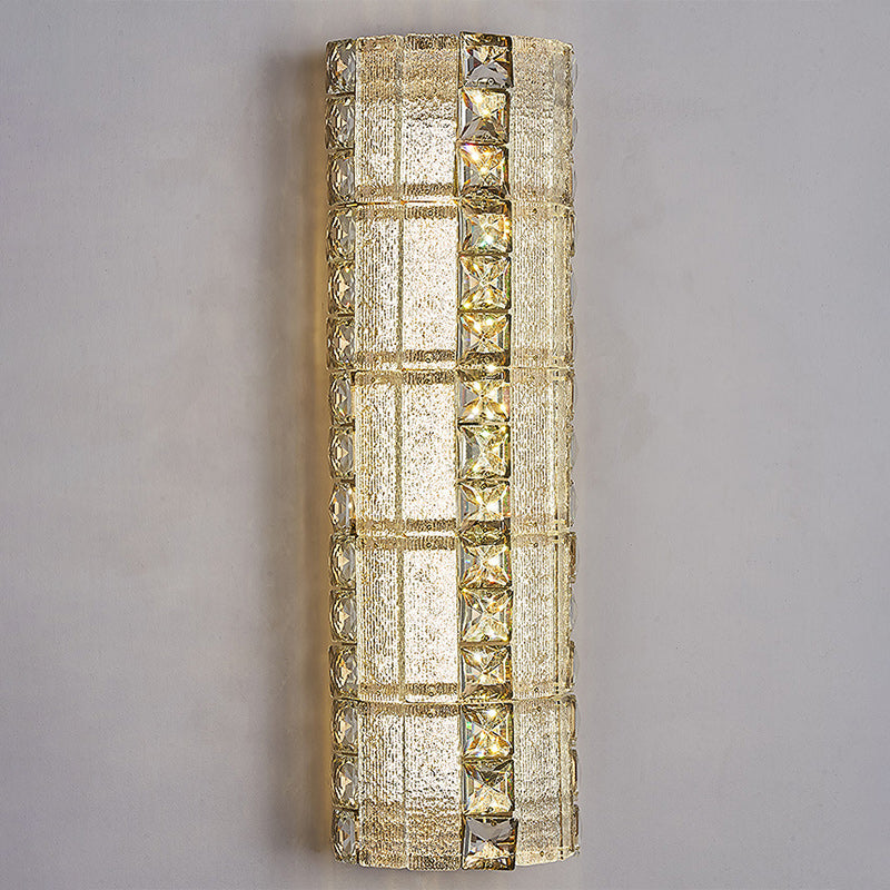 Modern Luxury Crystal & Metal Long Strip LED Wall Sconce Lamp For Bedroom & Living Room