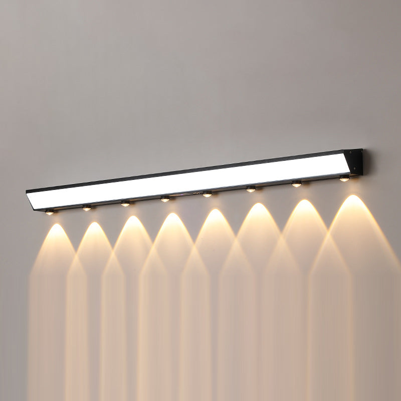 Applique murale LED rectangulaire en acrylique, aluminium et acier inoxydable avec capteur de mouvement solaire étanche minimaliste moderne pour patio extérieur 