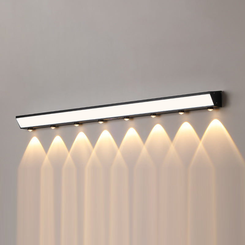 Modern Minimalist Solar Waterproof Motion Sensor Acrylic Aluminum & Stainless Steel Rectangular LED Wall Sconce Lamp For Outdoor Patio