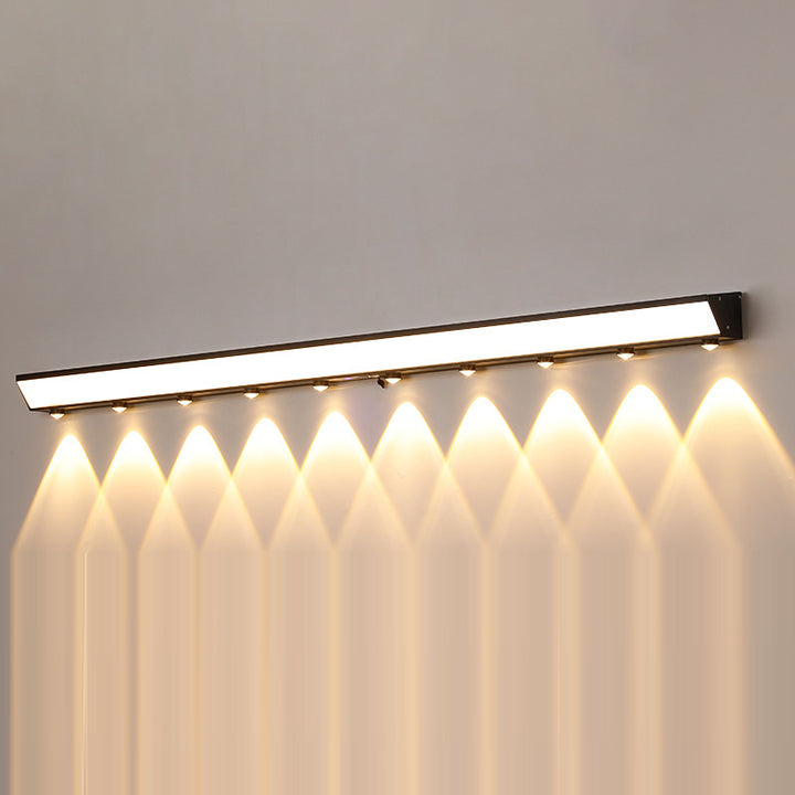 Applique murale LED rectangulaire en acrylique, aluminium et acier inoxydable avec capteur de mouvement solaire étanche minimaliste moderne pour patio extérieur 