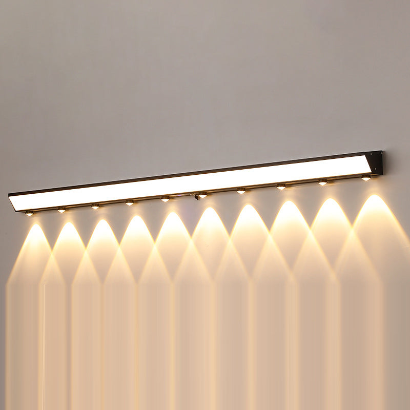 Modern Minimalist Solar Waterproof Motion Sensor Acrylic Aluminum & Stainless Steel Rectangular LED Wall Sconce Lamp For Outdoor Patio