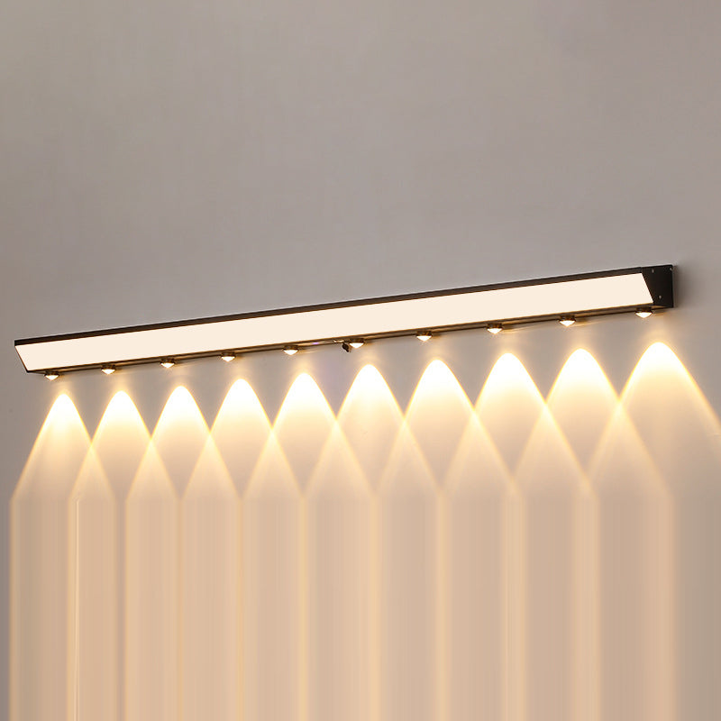 Applique murale LED rectangulaire en acrylique, aluminium et acier inoxydable avec capteur de mouvement solaire étanche minimaliste moderne pour patio extérieur 