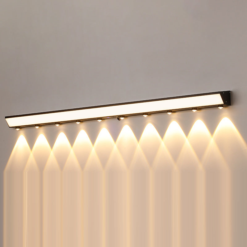 Modern Minimalist Solar Waterproof Motion Sensor Acrylic Aluminum & Stainless Steel Rectangular LED Wall Sconce Lamp For Outdoor Patio