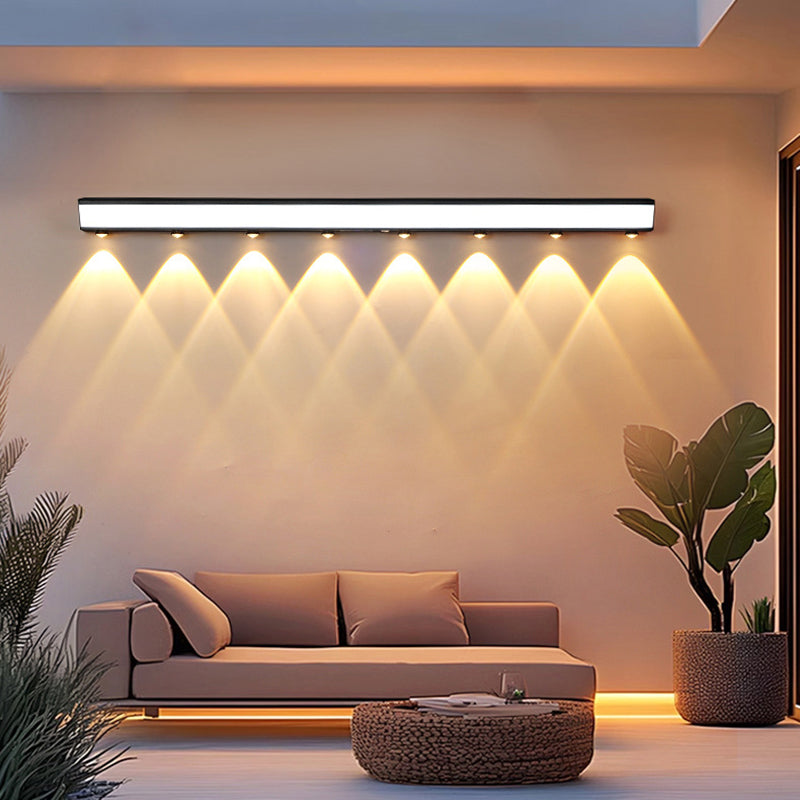 Applique murale LED rectangulaire en acrylique, aluminium et acier inoxydable avec capteur de mouvement solaire étanche minimaliste moderne pour patio extérieur 