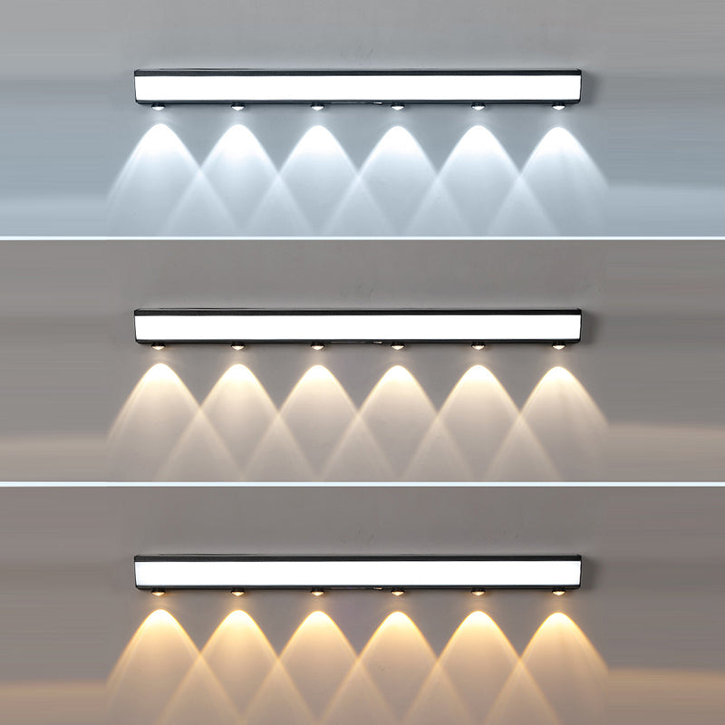Modern Minimalist Solar Waterproof Motion Sensor Acrylic Aluminum & Stainless Steel Rectangular LED Wall Sconce Lamp For Outdoor Patio