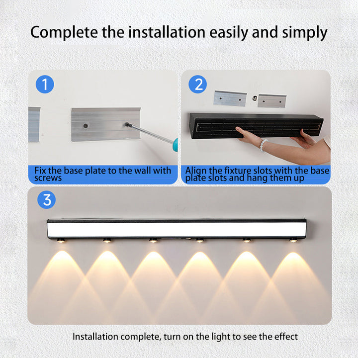 Applique murale LED rectangulaire en acrylique, aluminium et acier inoxydable avec capteur de mouvement solaire étanche minimaliste moderne pour patio extérieur 