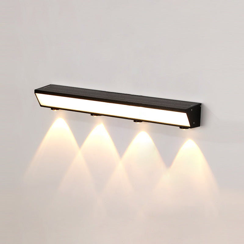 Applique murale LED rectangulaire en acrylique, aluminium et acier inoxydable avec capteur de mouvement solaire étanche minimaliste moderne pour patio extérieur 