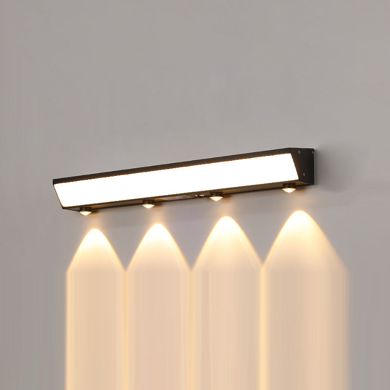Modern Minimalist Solar Waterproof Motion Sensor Acrylic Aluminum & Stainless Steel Rectangular LED Wall Sconce Lamp For Outdoor Patio