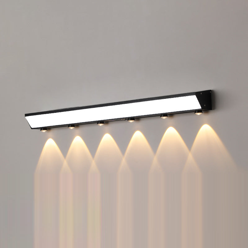 Applique murale LED rectangulaire en acrylique, aluminium et acier inoxydable avec capteur de mouvement solaire étanche minimaliste moderne pour patio extérieur 