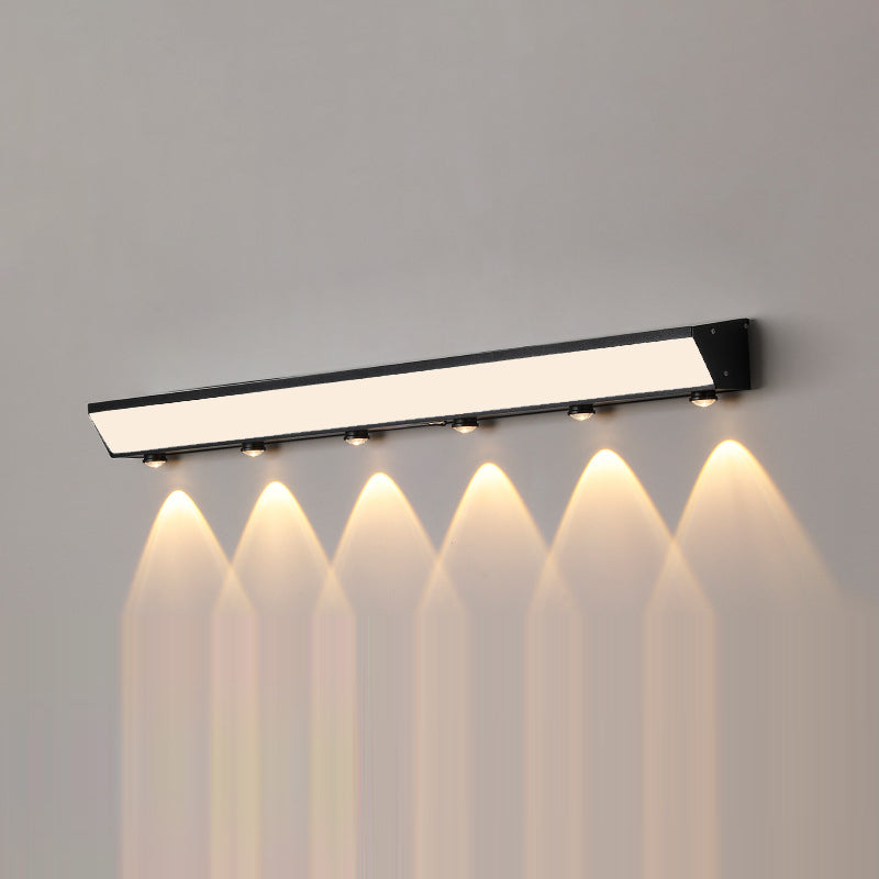 Applique murale LED rectangulaire en acrylique, aluminium et acier inoxydable avec capteur de mouvement solaire étanche minimaliste moderne pour patio extérieur 