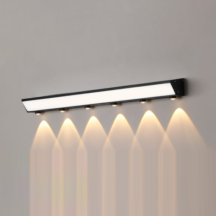 Applique murale LED rectangulaire en acrylique, aluminium et acier inoxydable avec capteur de mouvement solaire étanche minimaliste moderne pour patio extérieur 