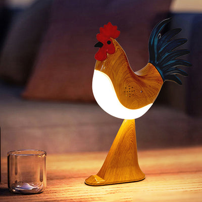 Contemporary Creative Rechargeable ABS & PC Rooster-Shaped LED Table Lamp Night Light For Bedside