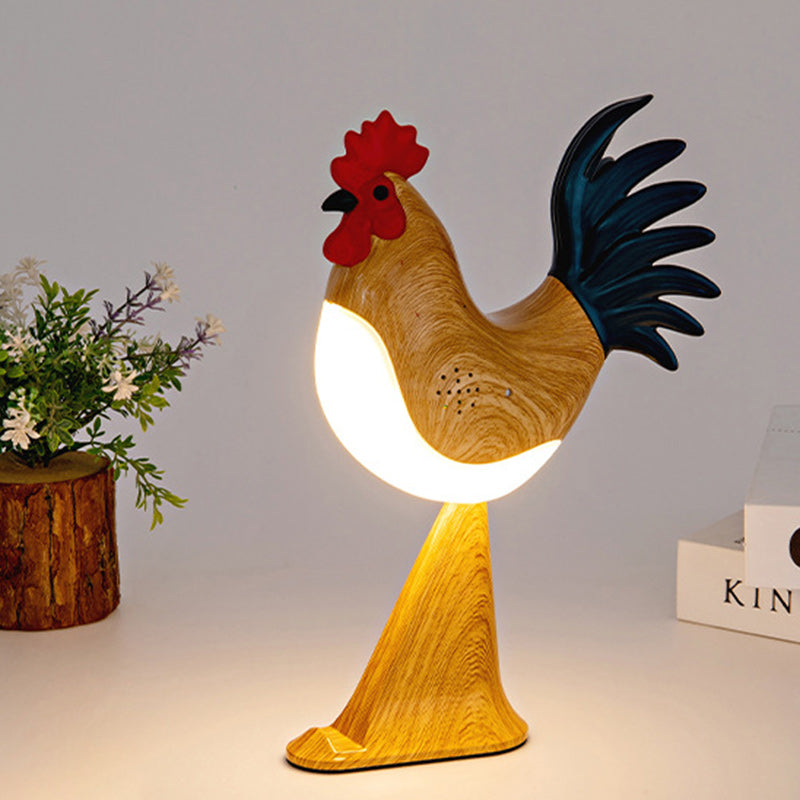 Contemporary Creative Rechargeable ABS & PC Rooster-Shaped LED Table Lamp Night Light For Bedside