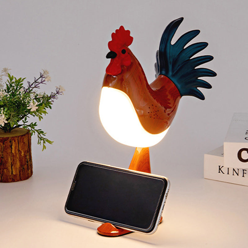 Contemporary Creative Rechargeable ABS & PC Rooster-Shaped LED Table Lamp Night Light For Bedside