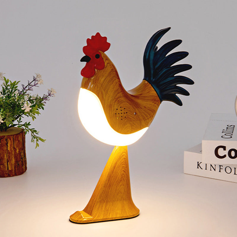 Contemporary Creative Rechargeable ABS & PC Rooster-Shaped LED Table Lamp Night Light For Bedside