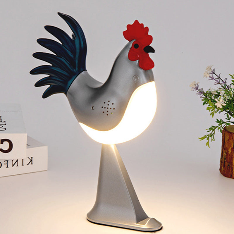 Contemporary Creative Rechargeable ABS & PC Rooster-Shaped LED Table Lamp Night Light For Bedside