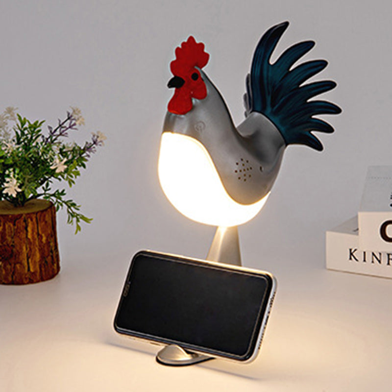 Contemporary Creative Rechargeable ABS & PC Rooster-Shaped LED Table Lamp Night Light For Bedside