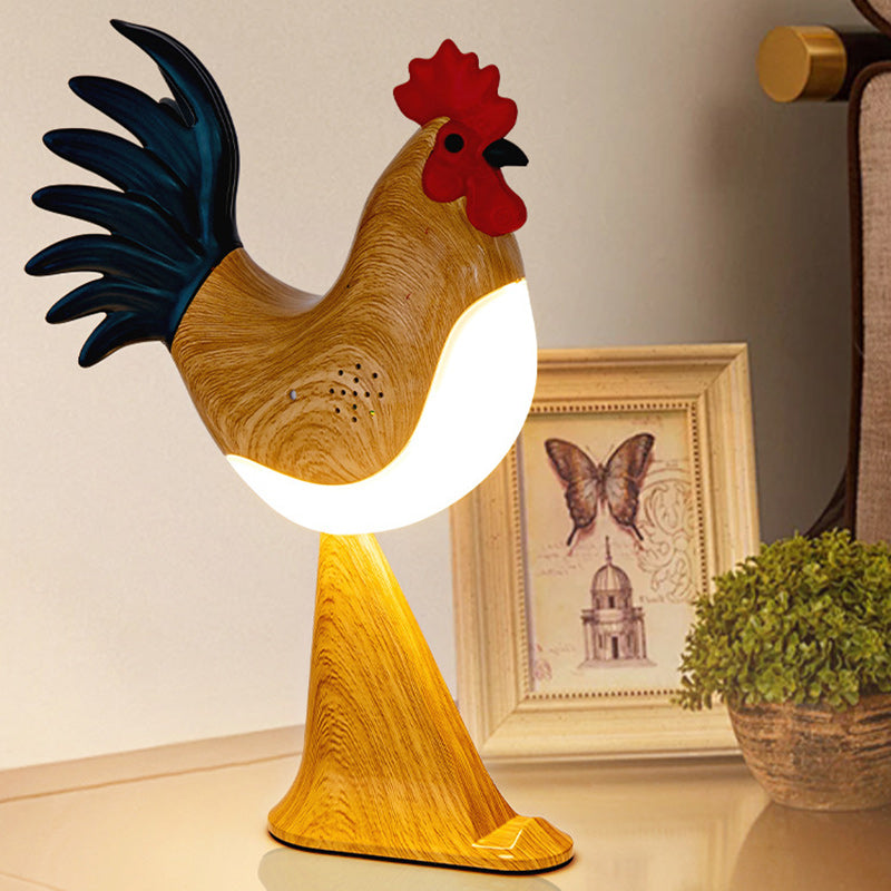 Contemporary Creative Rechargeable ABS &amp; PC Rooster-Shaped LED Table Lamp Night Light For Bedside