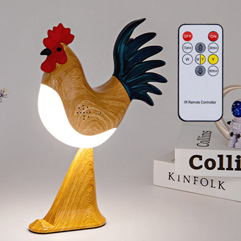 Contemporary Creative Rechargeable ABS & PC Rooster-Shaped LED Table Lamp Night Light For Bedside