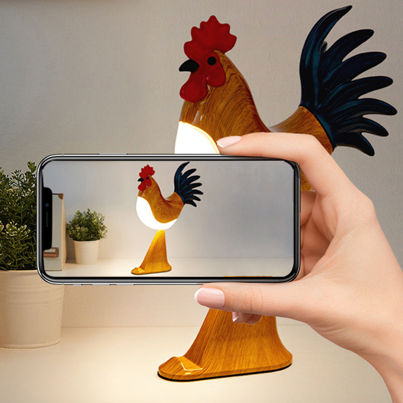 Contemporary Creative Rechargeable ABS &amp; PC Rooster-Shaped LED Table Lamp Night Light For Bedside