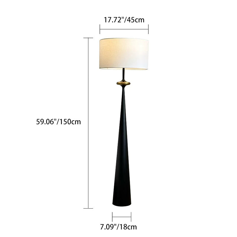 Contemporary Nordic Fabric & Iron Column-Shaped 1-Light Standing Floor Lamp For Living Room & Bedroom
