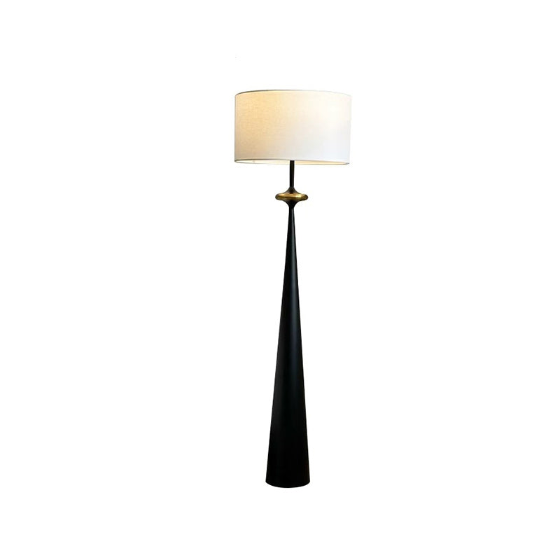 Contemporary Nordic Fabric & Iron Column-Shaped 1-Light Standing Floor Lamp For Living Room & Bedroom