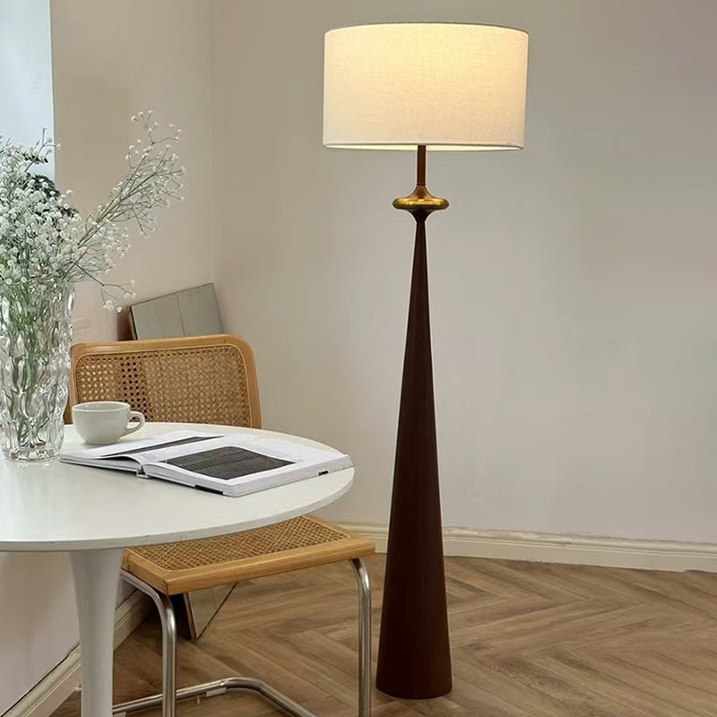 Contemporary Nordic Fabric & Iron Column-Shaped 1-Light Standing Floor Lamp For Living Room & Bedroom
