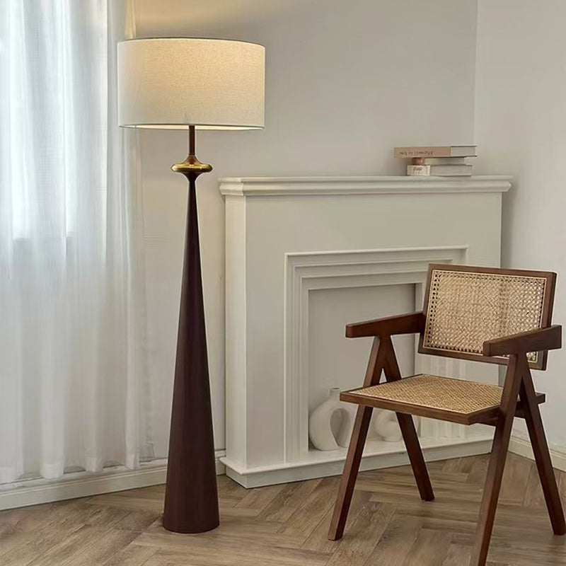 Contemporary Nordic Fabric & Iron Column-Shaped 1-Light Standing Floor Lamp For Living Room & Bedroom
