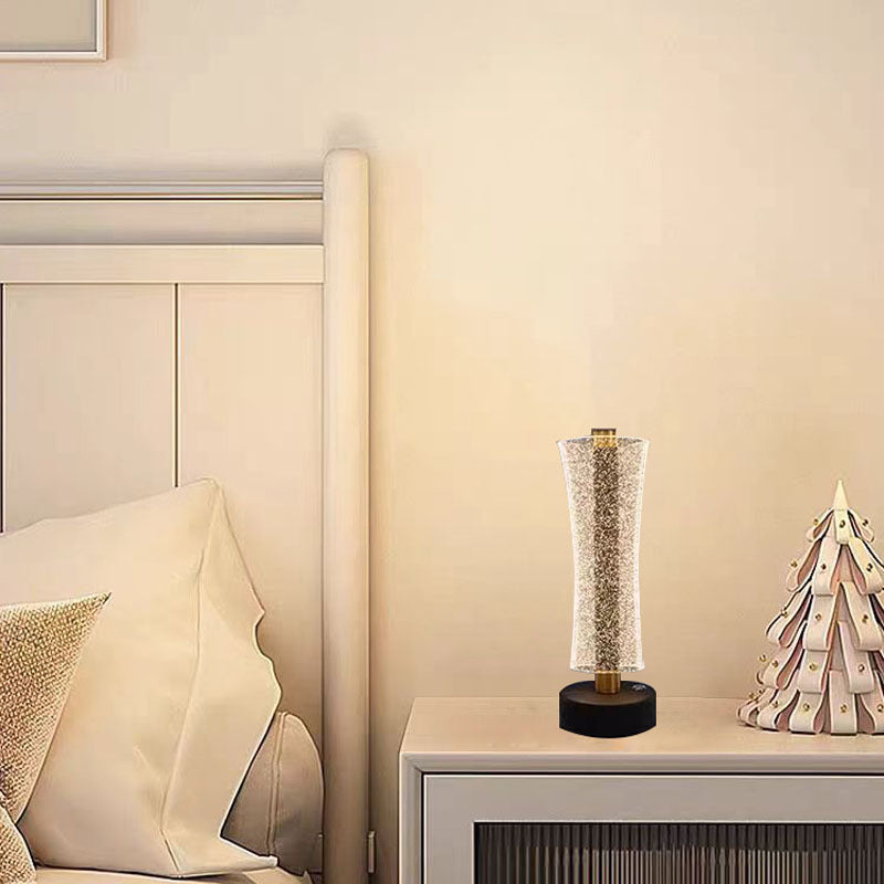 Modern Luxury Metal & Acrylic Column Tower-Shaped LED Table Lamp For Bedside