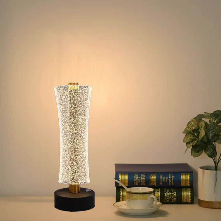 Modern Luxury Metal & Acrylic Column Tower-Shaped LED Table Lamp For Bedside