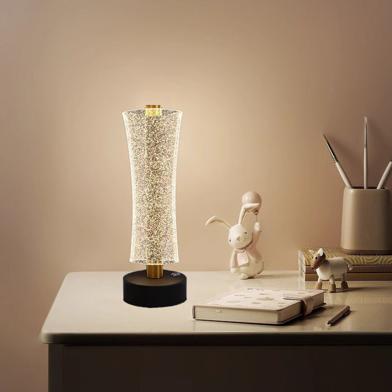 Modern Luxury Metal & Acrylic Column Tower-Shaped LED Table Lamp For Bedside