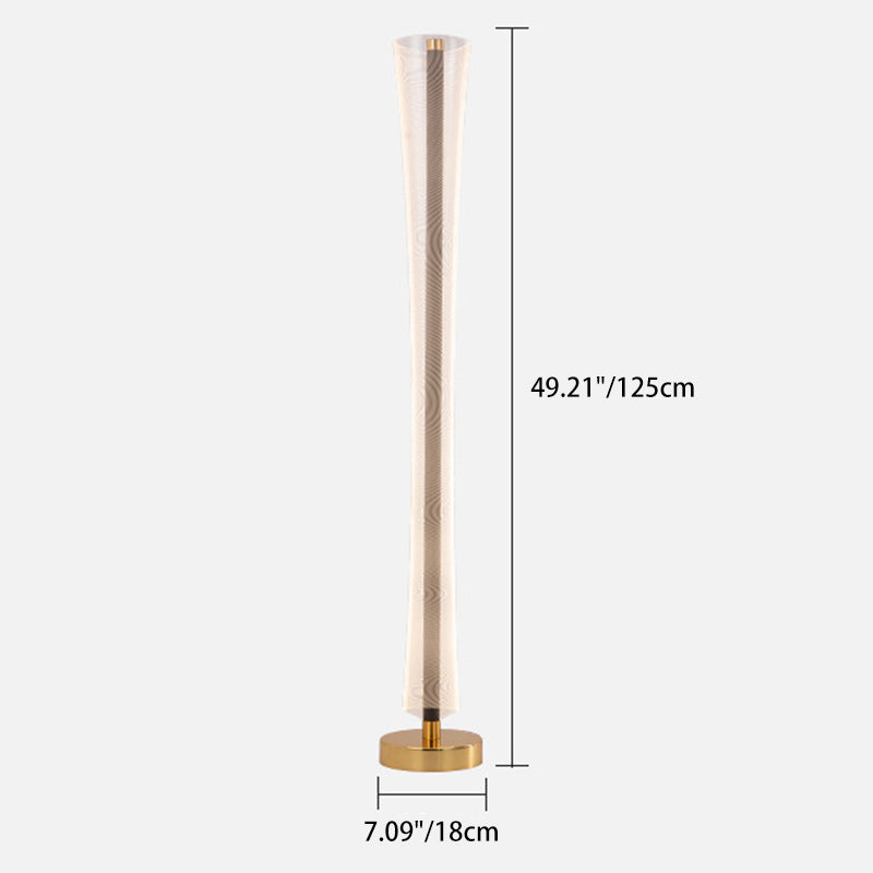 Modern Luxury Aluminum Iron And Acrylic Tower Column LED Standing Floor Lamp For Living Room And Bedroom