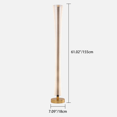 Modern Luxury Aluminum Iron And Acrylic Tower Column LED Standing Floor Lamp For Living Room And Bedroom