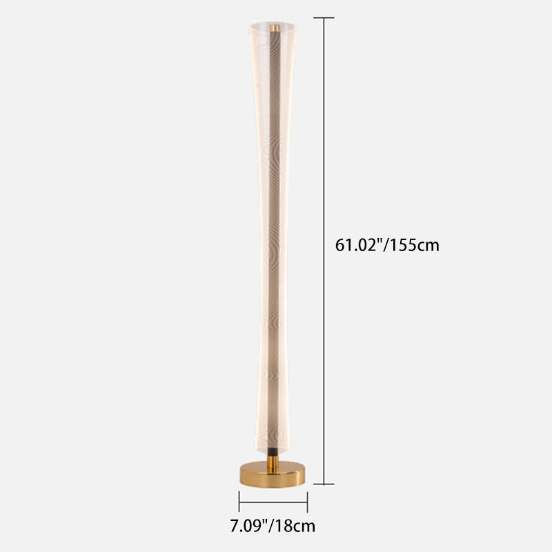 Modern Luxury Aluminum Iron And Acrylic Tower Column LED Standing Floor Lamp For Living Room And Bedroom