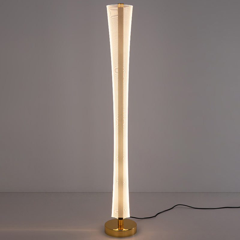 Modern Luxury Aluminum Iron And Acrylic Tower Column LED Standing Floor Lamp For Living Room And Bedroom