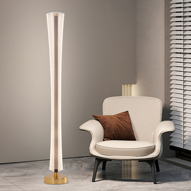 Lampadaire moderne en aluminium, fer et acrylique avec colonne LED pour salon et chambre 