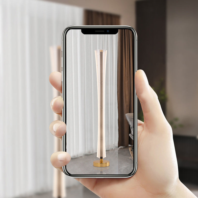 Modern Luxury Aluminum Iron And Acrylic Tower Column LED Standing Floor Lamp For Living Room And Bedroom