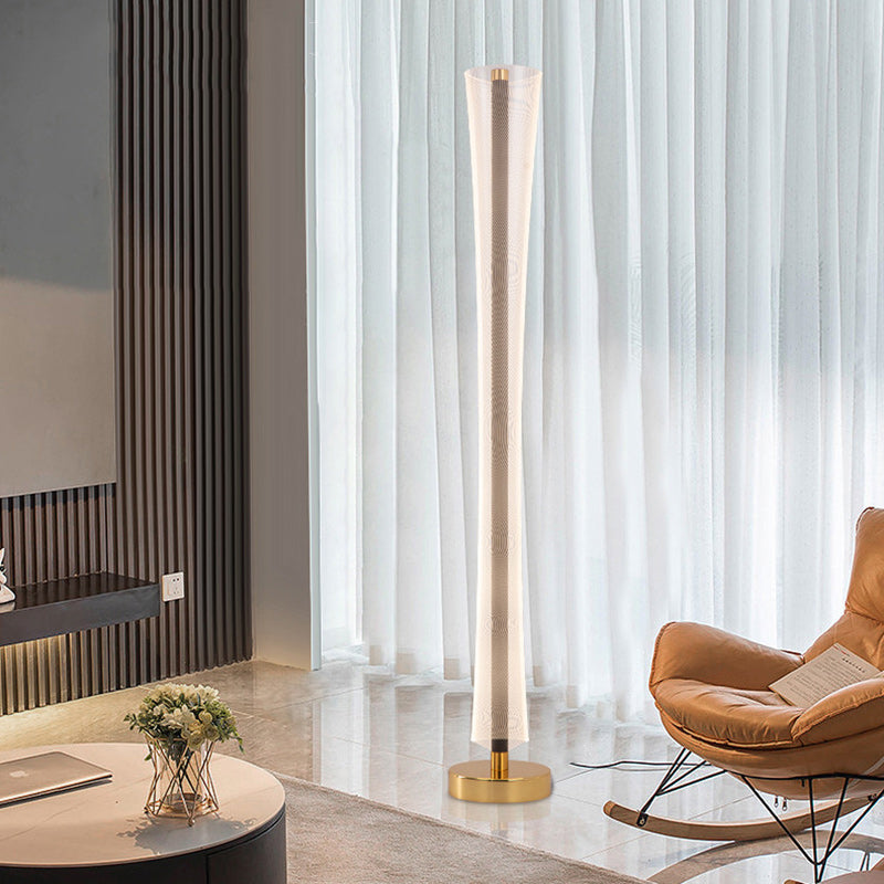 Lampadaire moderne en aluminium, fer et acrylique avec colonne LED pour salon et chambre 