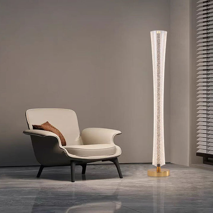 Lampadaire moderne en aluminium, fer et acrylique avec colonne LED pour salon et chambre 