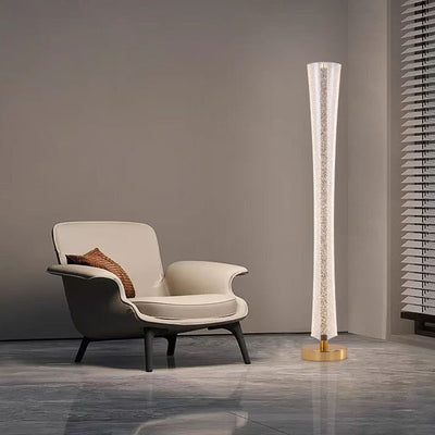 Modern Luxury Aluminum Iron And Acrylic Tower Column LED Standing Floor Lamp For Living Room And Bedroom
