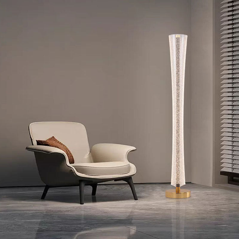Modern Luxury Aluminum Iron And Acrylic Tower Column LED Standing Floor Lamp For Living Room And Bedroom
