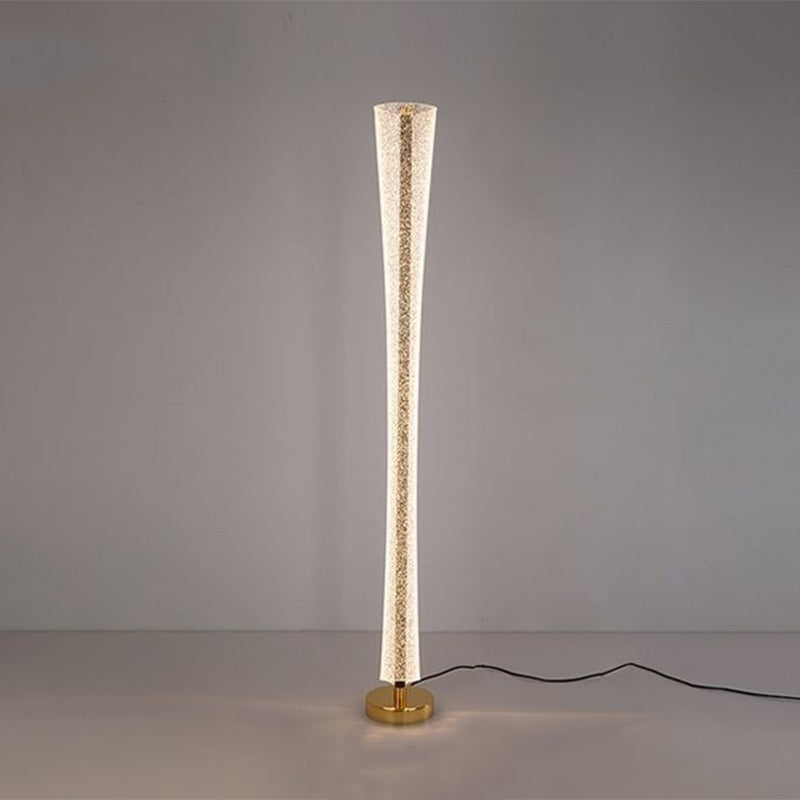 Modern Luxury Aluminum Iron And Acrylic Tower Column LED Standing Floor Lamp For Living Room And Bedroom