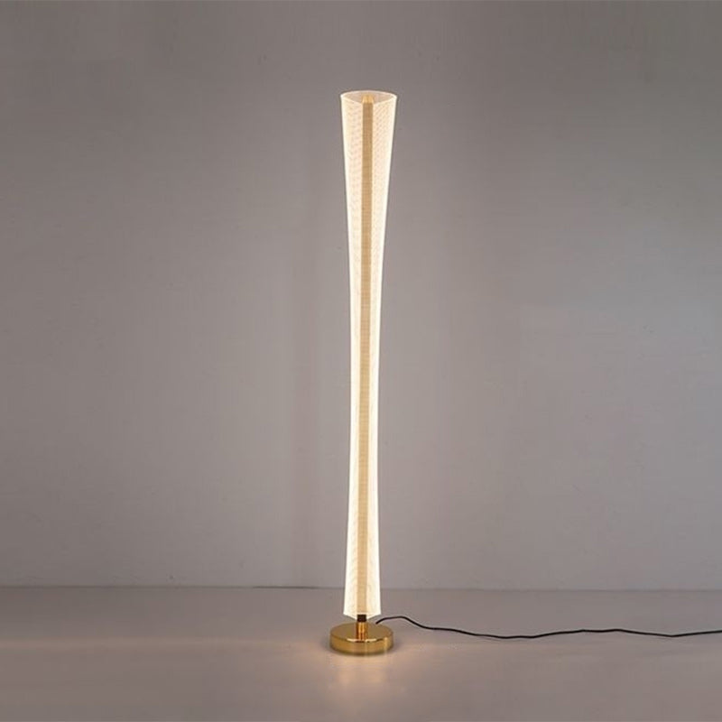 Lampadaire moderne en aluminium, fer et acrylique avec colonne LED pour salon et chambre 