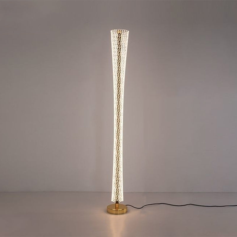 Modern Luxury Aluminum Iron And Acrylic Tower Column LED Standing Floor Lamp For Living Room And Bedroom