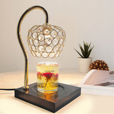 Traditional European Crystal Iron And Marble Valley Round 1-Light Melting Wax Table Lamp For Bedside