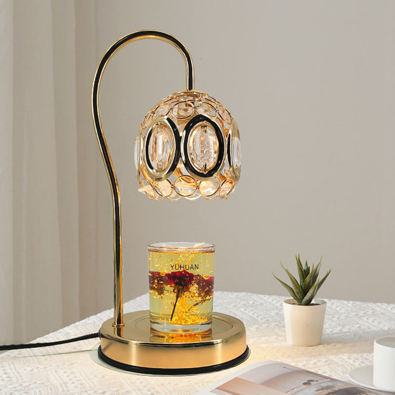 Traditional European Crystal Iron And Marble Valley Round 1-Light Melting Wax Table Lamp For Bedside