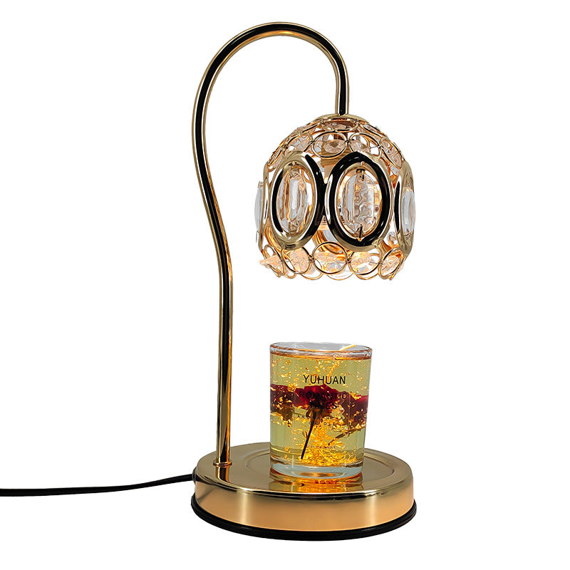 Traditional European Crystal Iron And Marble Valley Round 1-Light Melting Wax Table Lamp For Bedside