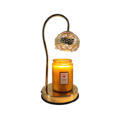 Traditional European Crystal Iron And Marble Valley Round 1-Light Melting Wax Table Lamp For Bedside