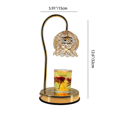Traditional European Crystal Iron And Marble Valley Round 1-Light Melting Wax Table Lamp For Bedside