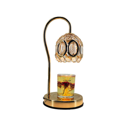 Traditional European Crystal Iron And Marble Valley Round 1-Light Melting Wax Table Lamp For Bedside
